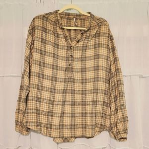 Oversized Free People Plaid Button Top